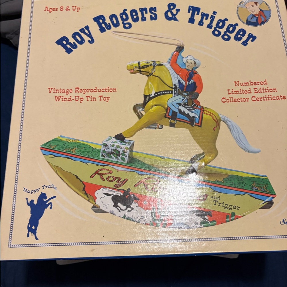 Roy Rogers & Trigger Vintage Reproduction Tin Toy - Yellow